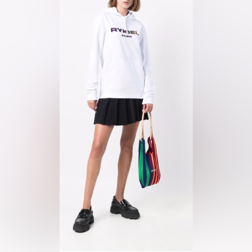 Sonia Rykiel White Hoodie with Multicolor Logo